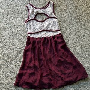 Burgundy and White Lace Babydoll Dress